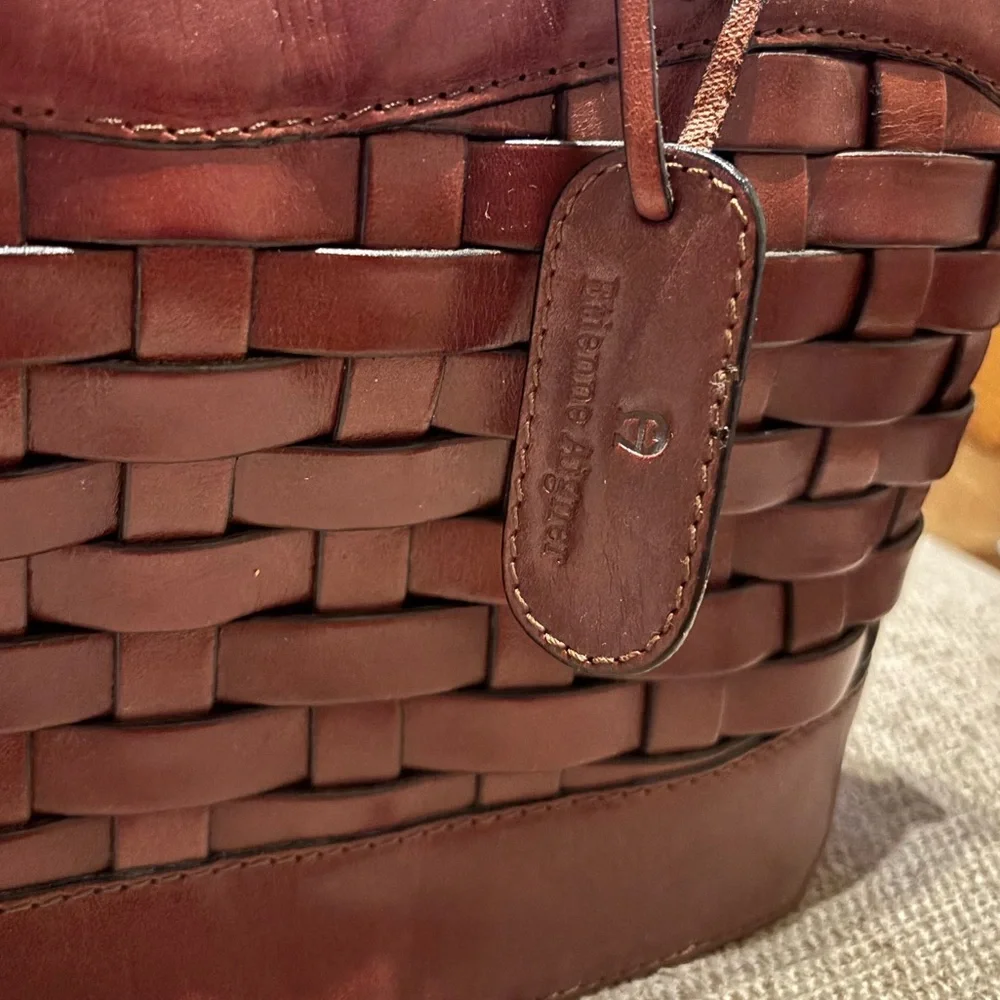 Etienne Aigner Brown Leather w/ Woven Design - Picture 2 of 5